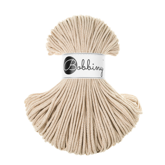Bobbiny Junior 3mm Braided Cotton Cord - Warm Beige - 100m
