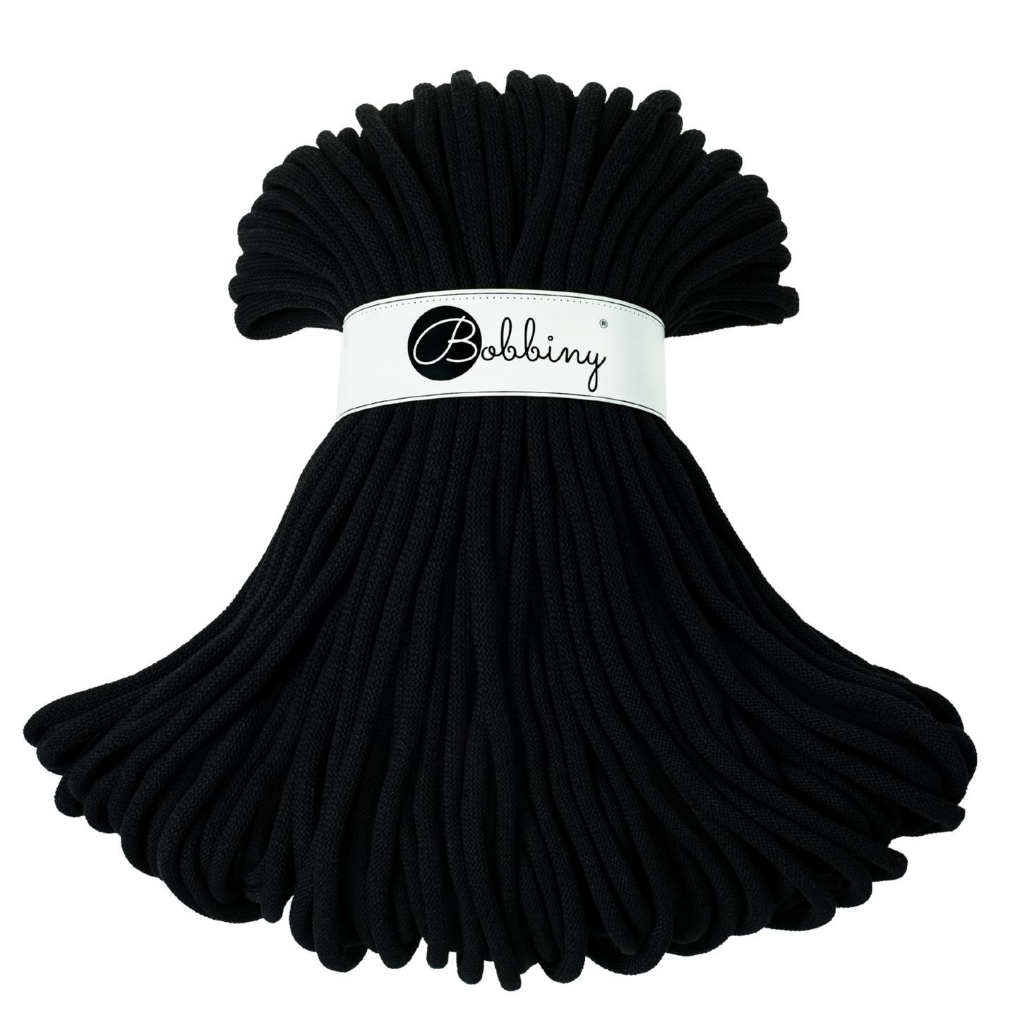 Bobbiny Jumbo 9mm Braided Cotton Cord - Black - 100m