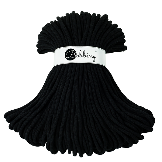 Bobbiny Jumbo 9mm Braided Cotton Cord - Black - 100m