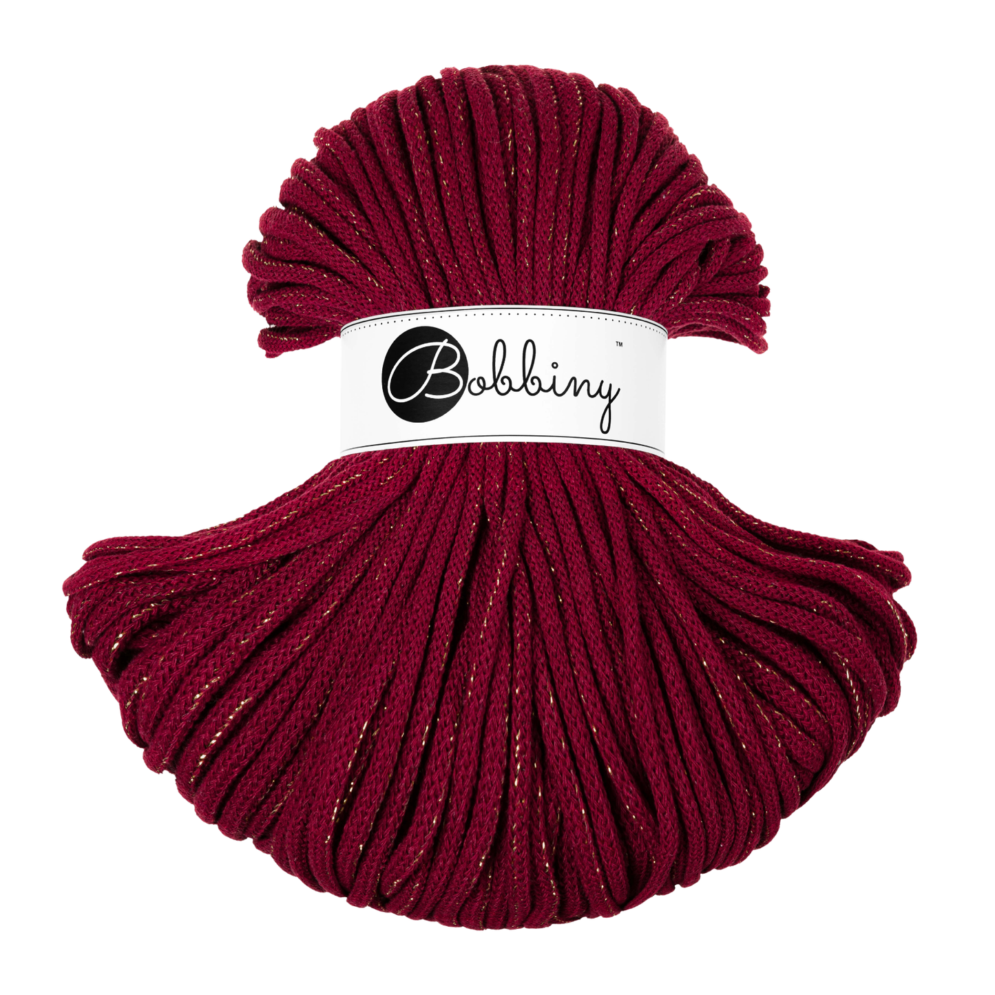 Bobbiny Premium 5mm Braided Cotton Cord - Golden Wine Red - 100m