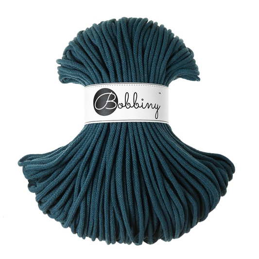Bobbiny Premium 5mm Braided Cotton Cord - Peacock Blue - 100m
