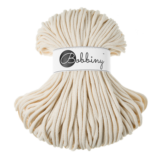 Bobbiny Premium 5mm Braided Cotton Cord - Natural - 100m