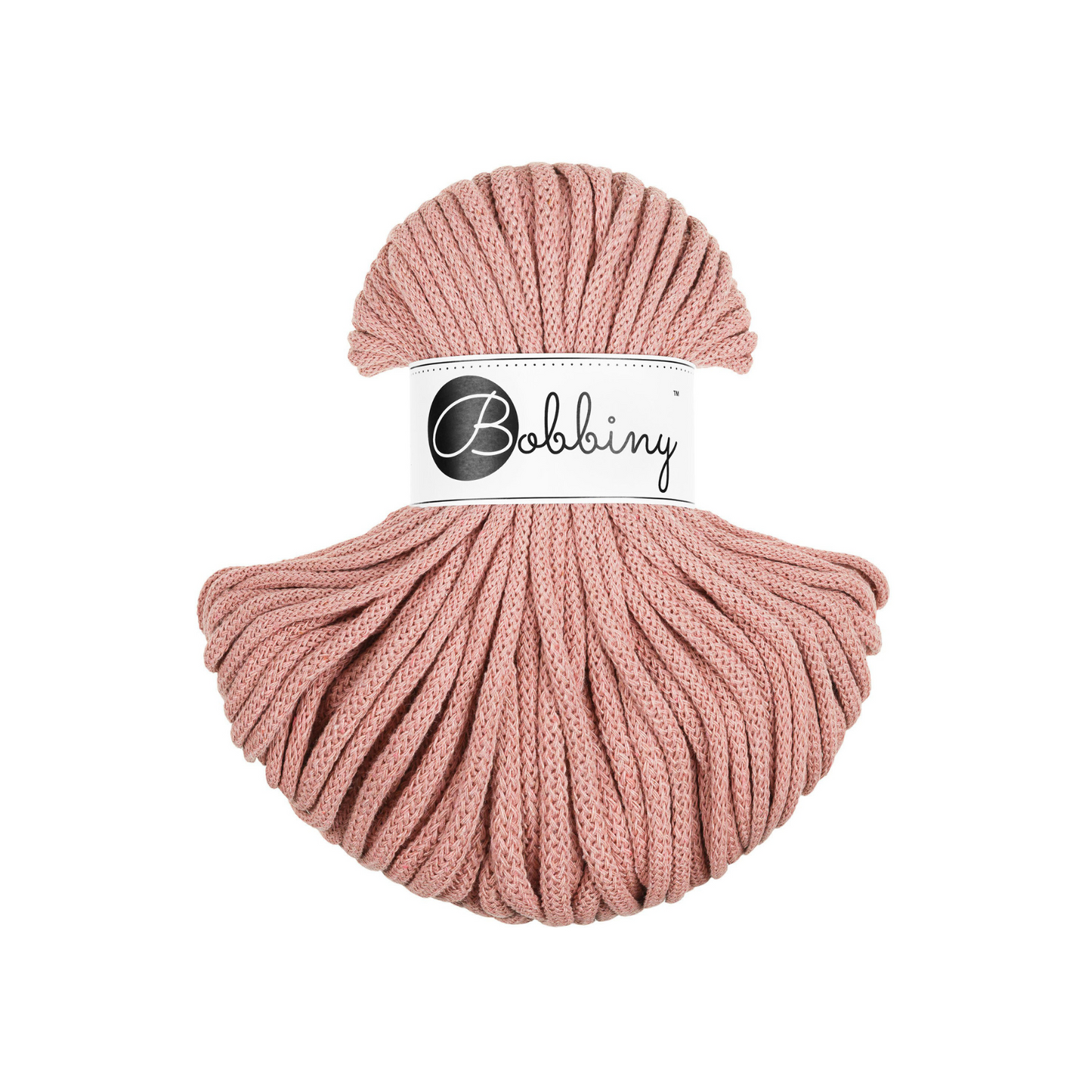 Bobbiny Premium 5mm Braided Cotton Cord - Blush - 100m