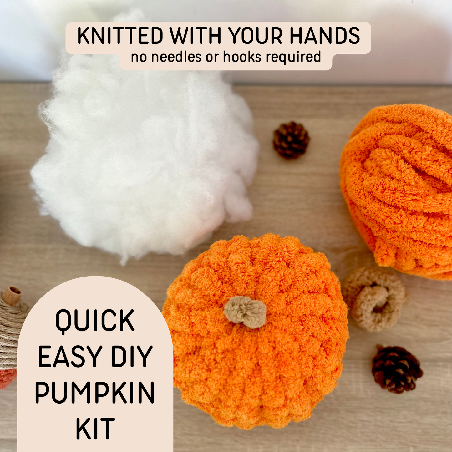 Hand-Knitted Pumpkin DIY Kit β Step-by-Step Video π No Needles