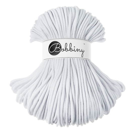 Bobbiny Jumbo 9mm Braided Cotton Cord - White - 100m