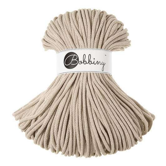 Bobbiny Premium 5mm Braided Cotton Cord - Beige - 100m