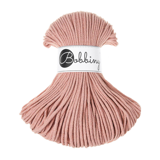 Bobbiny Junior 3mm Braided Cotton Cord - Blush 100m