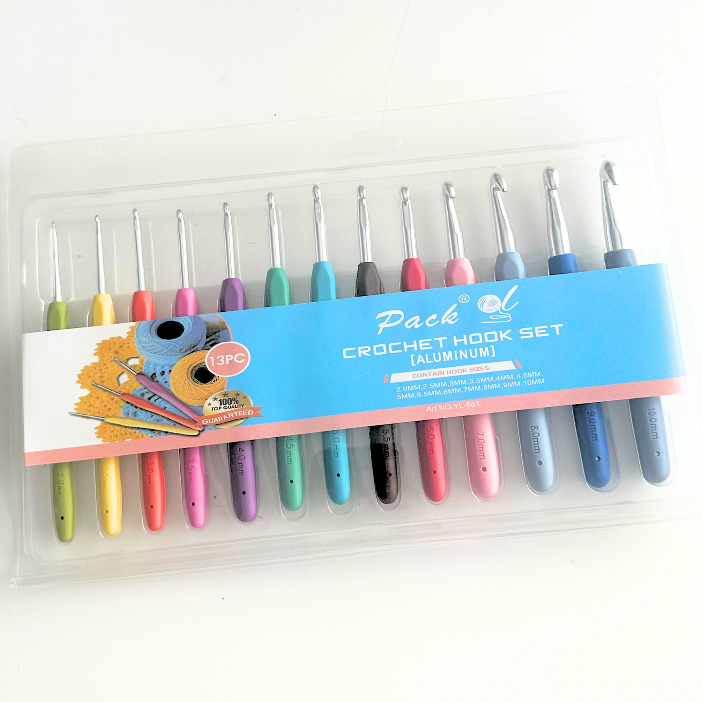 Crochet Hooks Set, 13 Pcs, Ergonomic Soft Grip Rubber Handles, 2mm up to 10mm