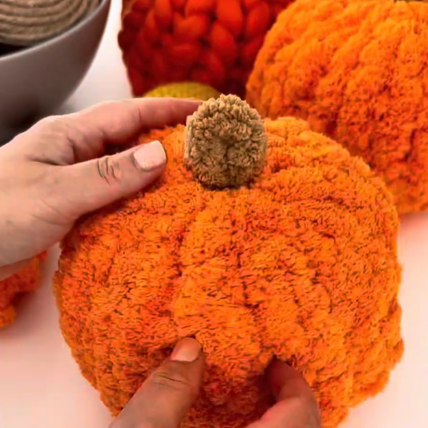 Hand-Knitted Pumpkin DIY Kit β Step-by-Step Video π No Needles