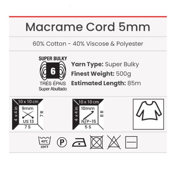 Macrame Cord 5mm 500g