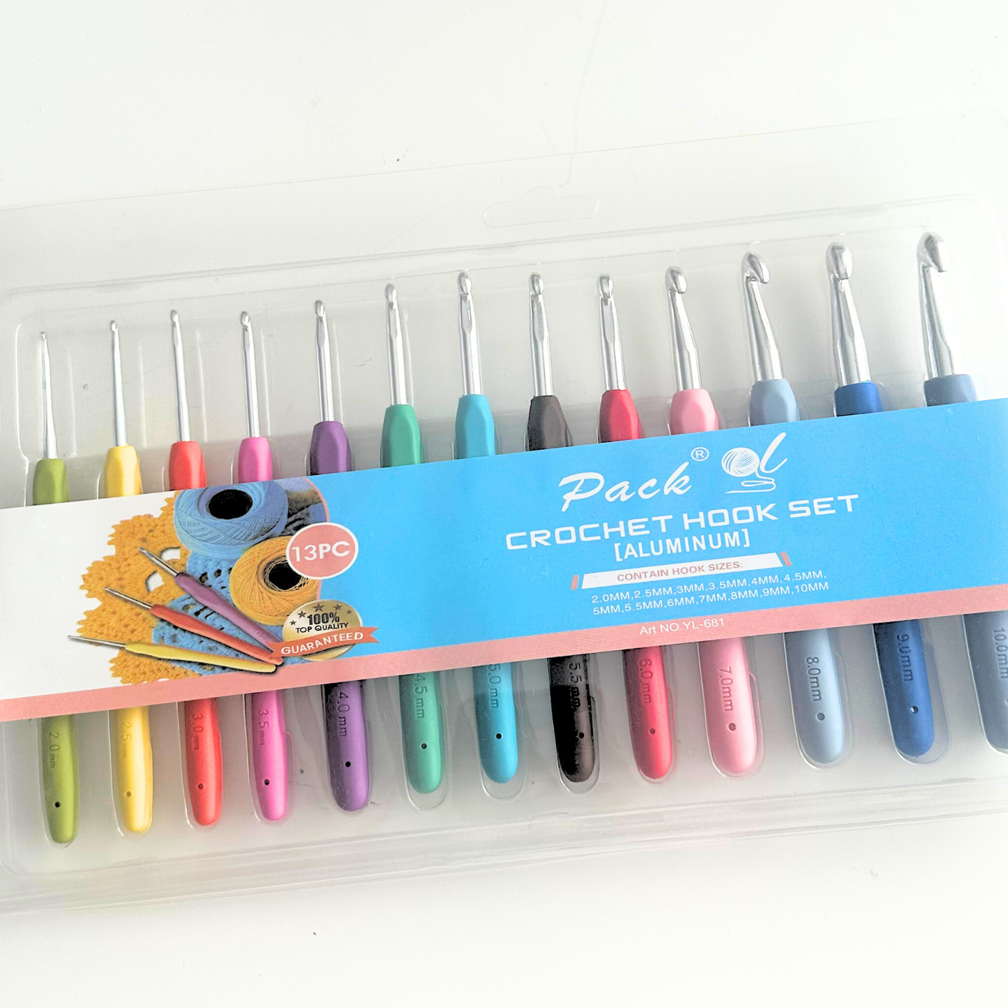 Crochet Hooks Set, 13 Pcs, Ergonomic Soft Grip Rubber Handles, 2mm up to 10mm