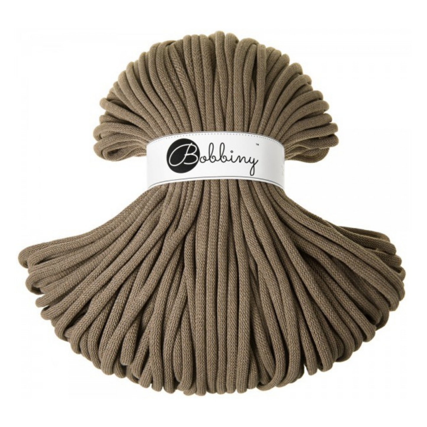 Bobbiny Jumbo 9mm Braided Cotton Cord - Coffee - 100m