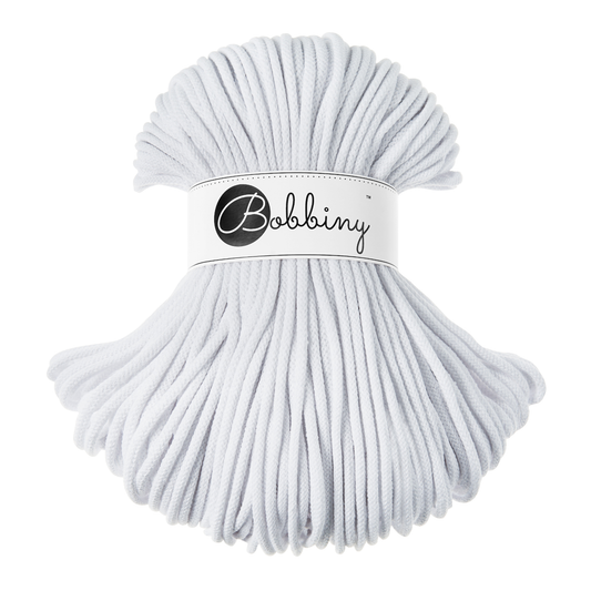 Bobbiny Premium 5mm Braided Cotton Cord - White - 100m