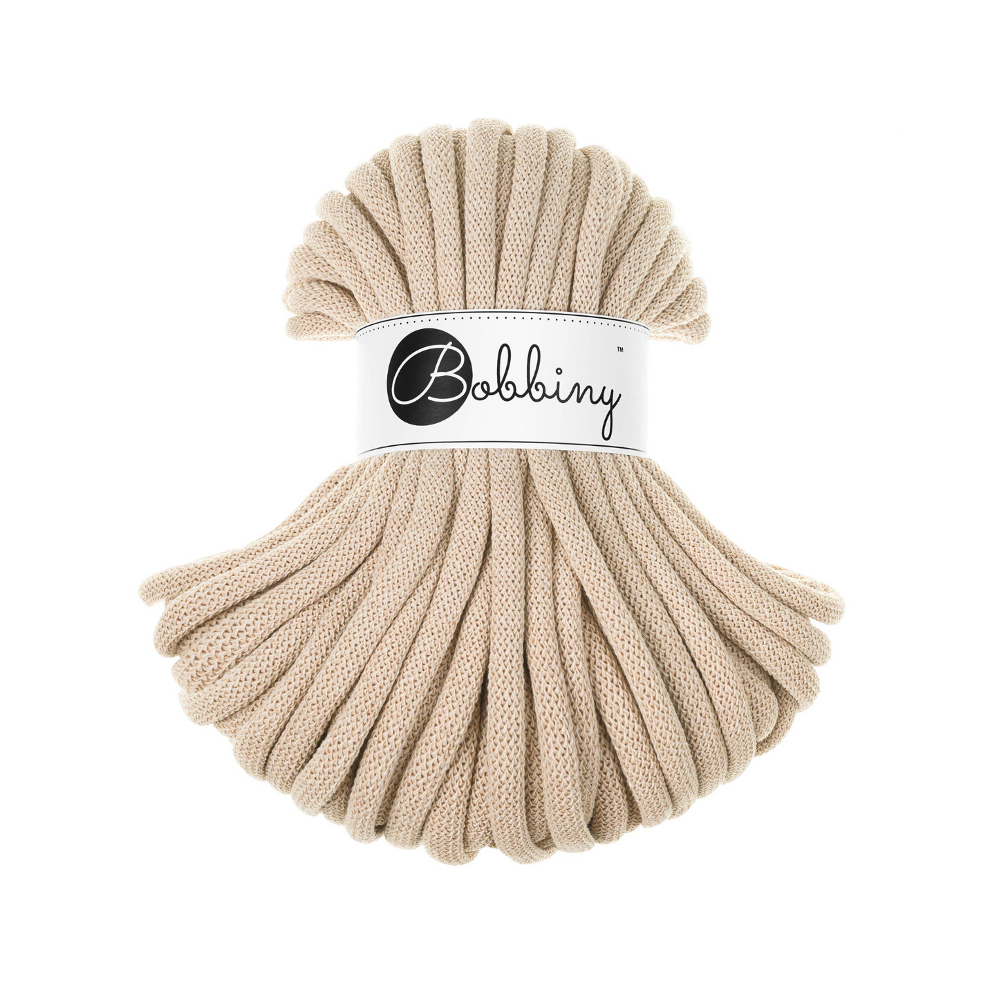Bobbiny Jumbo 9mm Braided Cotton Cord - Warm Beige - 100m