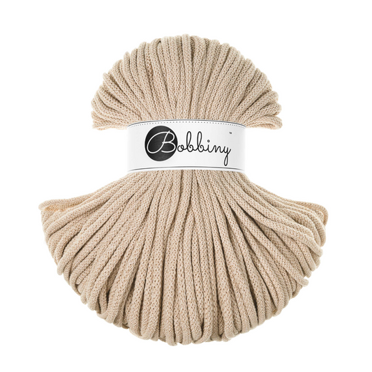 Bobbiny Premium 5mm Braided Cotton Cord - Warm Beige - 100m