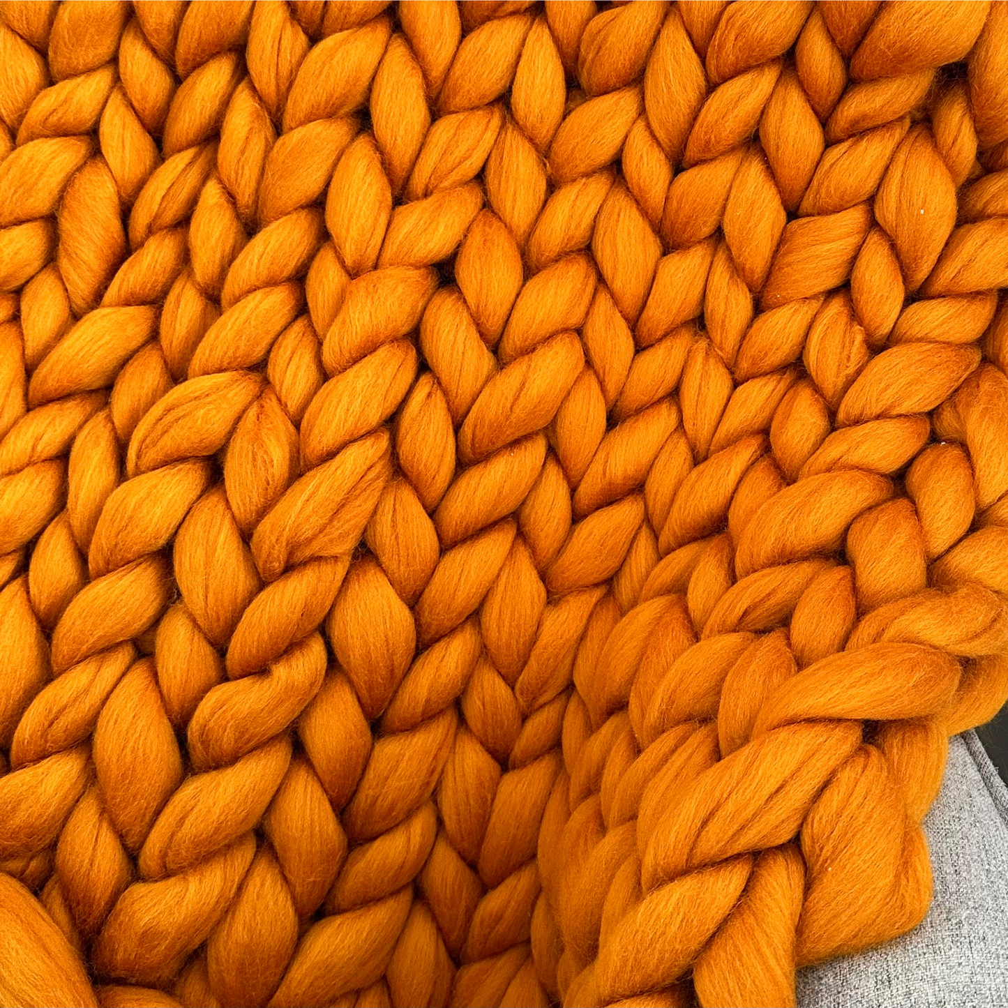 Merino Wool Super Chunky Knit Blanket Throw  - Amber