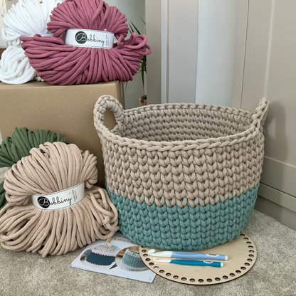 PRE-ORDER | Easy Jumbo Crochet Basket Kit with Wooden Base | Dispatch early November
