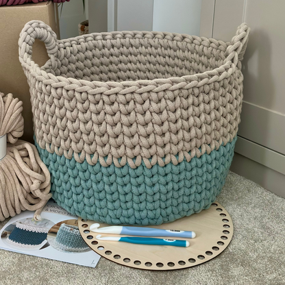 PRE-ORDER | Easy Jumbo Crochet Basket Kit with Wooden Base | Dispatch early November