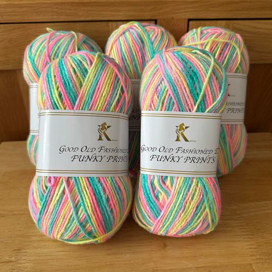 5 Pack - Funky Prints DK Good Old Fashioned Yarn 500g - All Colours