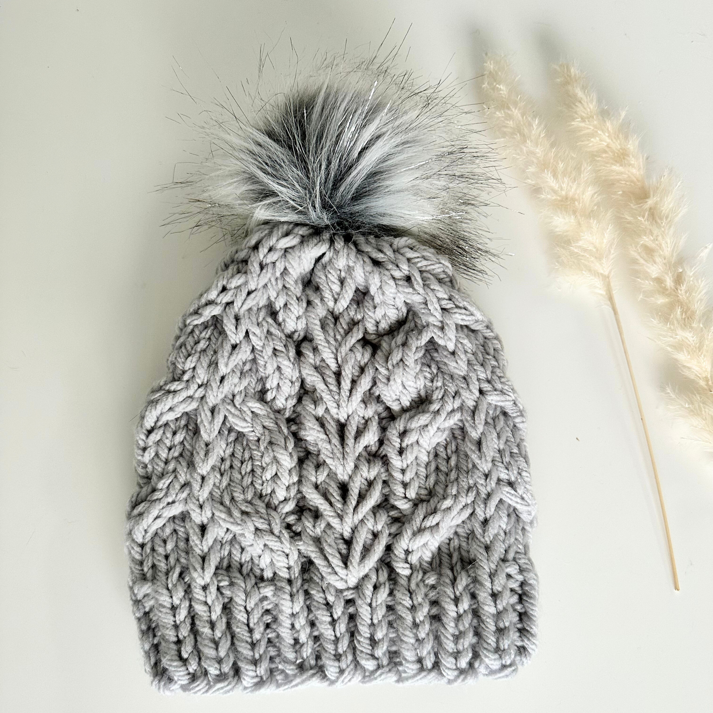 Silver Grey Knitted Beanie Hat