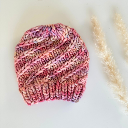 Merino Wool Twisted Braid Beanie Hat - 0-3 months
