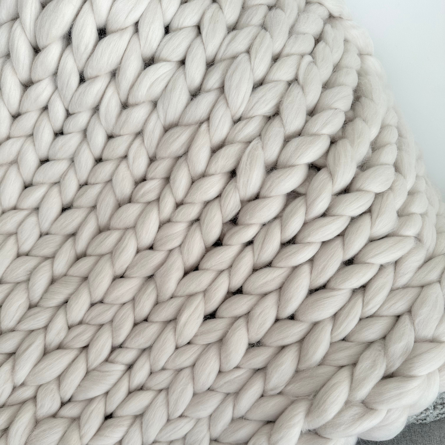 Merino Wool Super Chunky Knit Blanket Throw  - Pearl