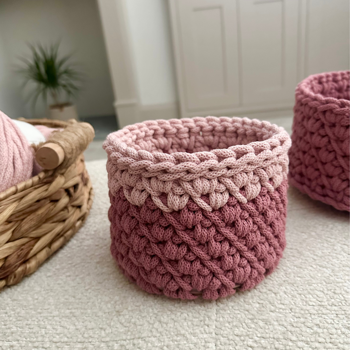 Blossom Basket Crochet Kit | Wooden Bases | Makes 2 Baskets | JULY PRE-ORDER