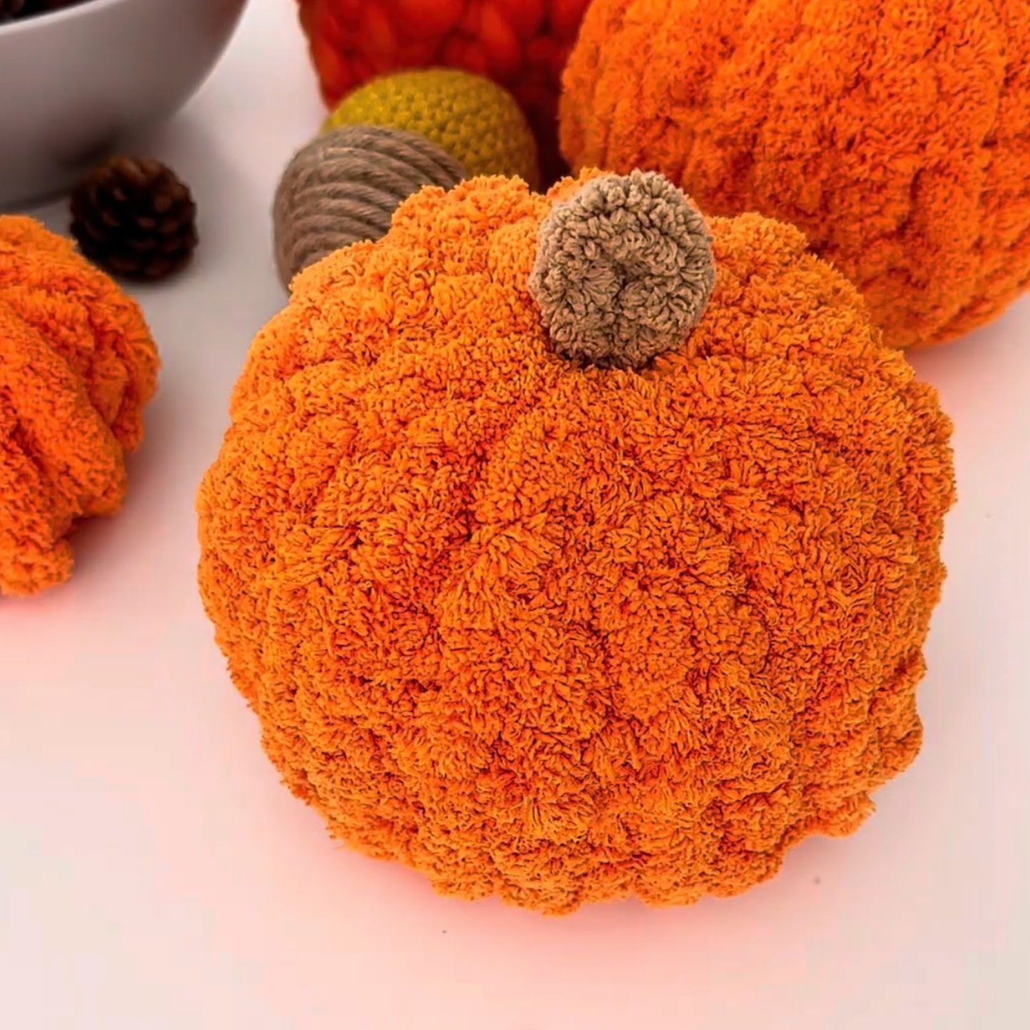 Hand-Knitted Pumpkin DIY Kit – Step-by-Step Video 🍂  No Needles