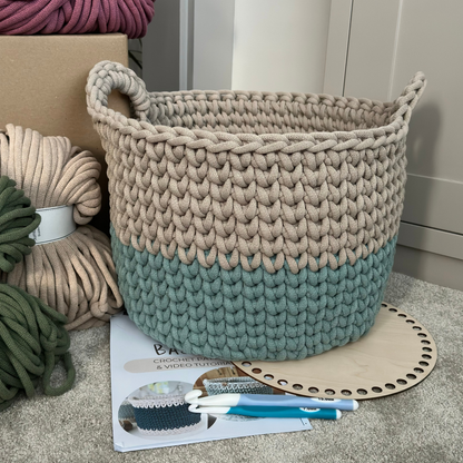 PRE-ORDER | Easy Jumbo Crochet Basket Kit with Wooden Base | Dispatch early November