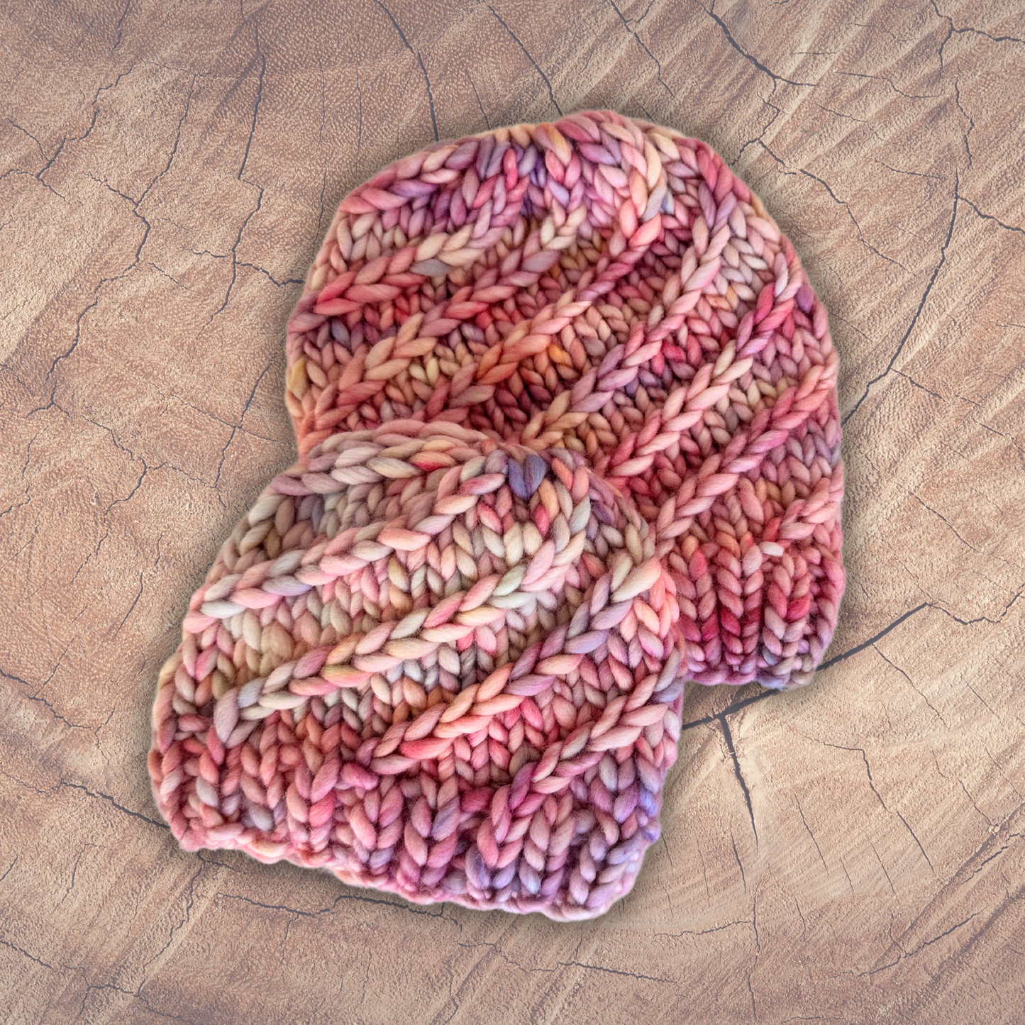 Merino Wool Twisted Braid Beanie Hat - Pink - 0-3 months