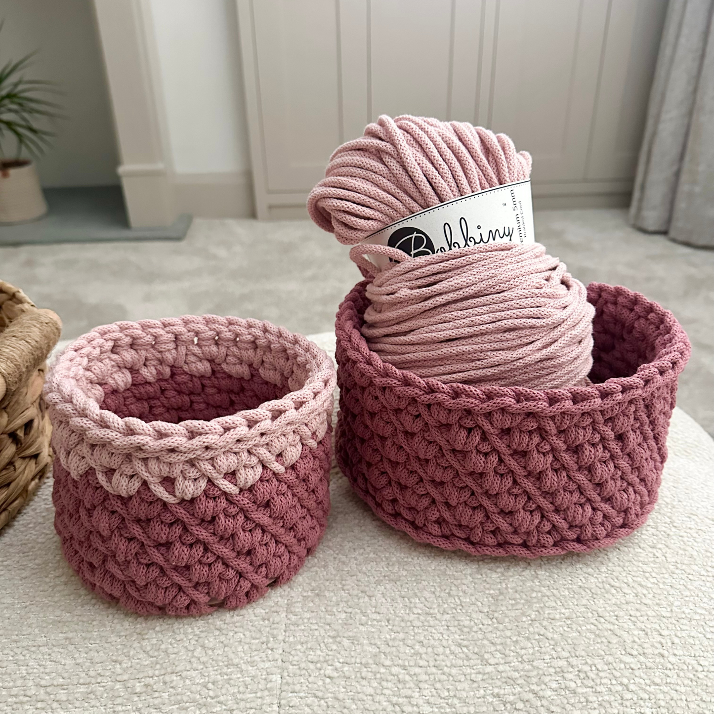 Blossom Basket Crochet Kit | Wooden Bases | Makes 2 Baskets | JULY PRE-ORDER