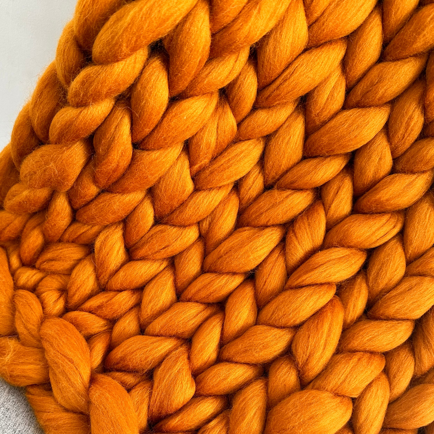 Merino Wool Super Chunky Knit Blanket Throw  - Amber