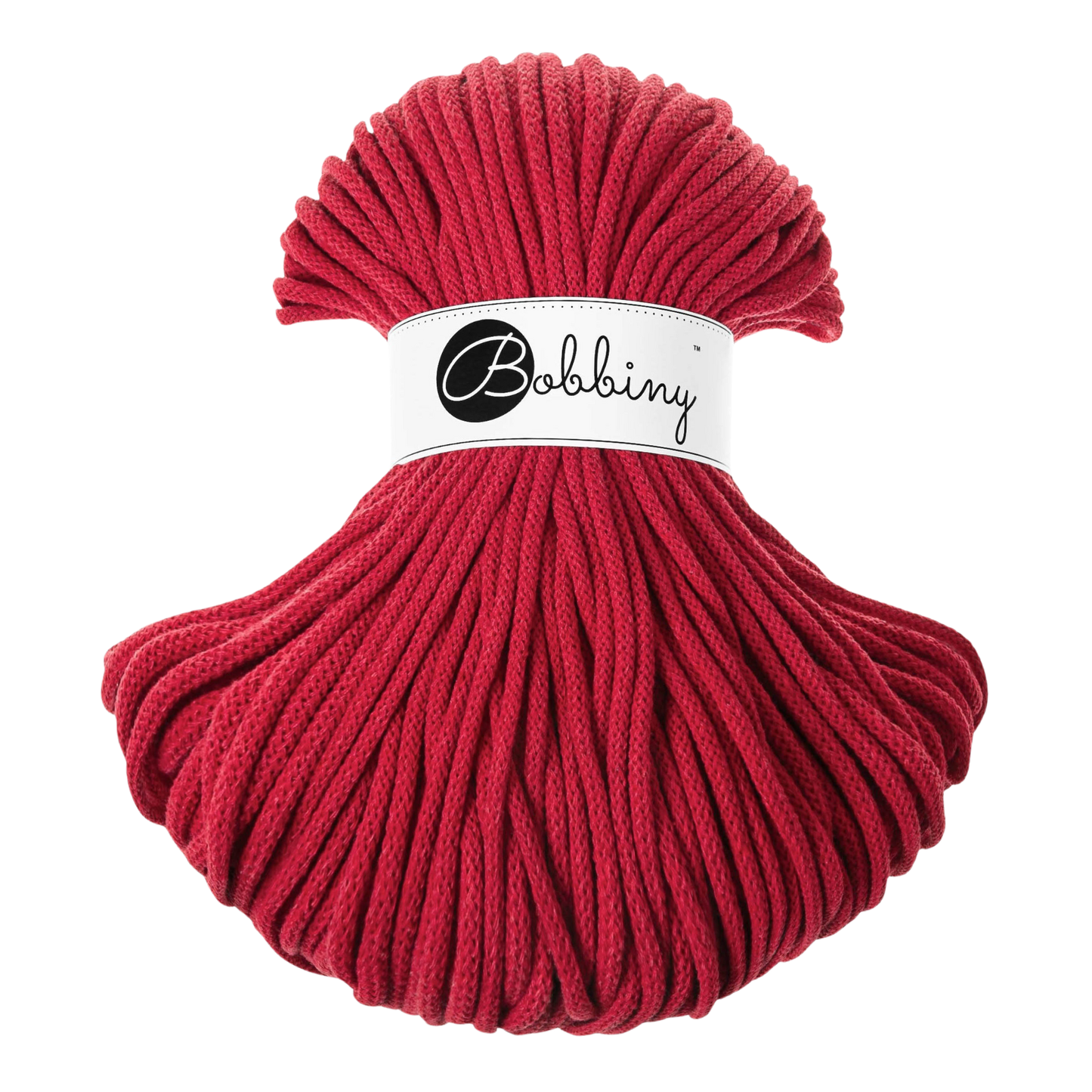 Bobbiny Premium 5mm Braided Cotton Cord - Red - 100m
