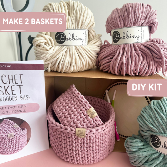 Modern Crochet Basket DIY Kit – Makes 2 Baskets – PRE ORDER
