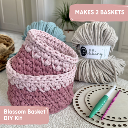 Blossom Basket Crochet Kit | Makes 2 Baskets | AUGUST PRE-ORDER