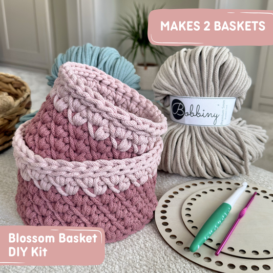Blossom Basket Crochet Kit | Makes 2 Baskets | JULY PRE-ORDER