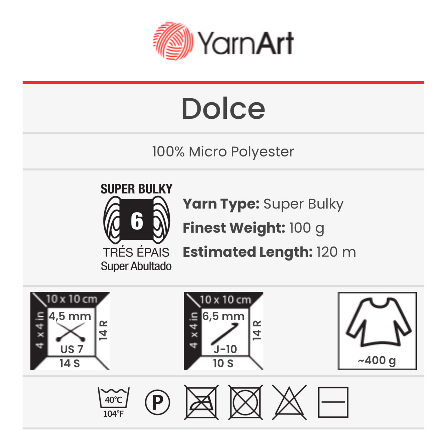 778 YarnArt Dolce Super Chunky Yarn 100g - Orange