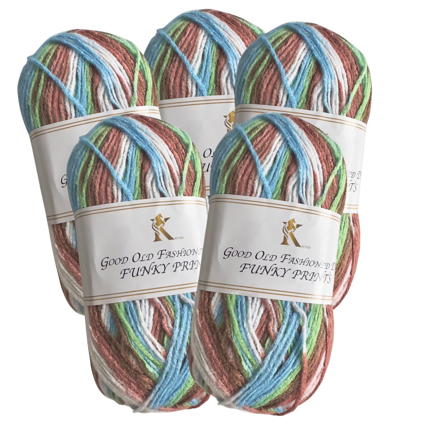 5 Pack - Funky Prints DK Good Old Fashioned Yarn 500g - All Colours