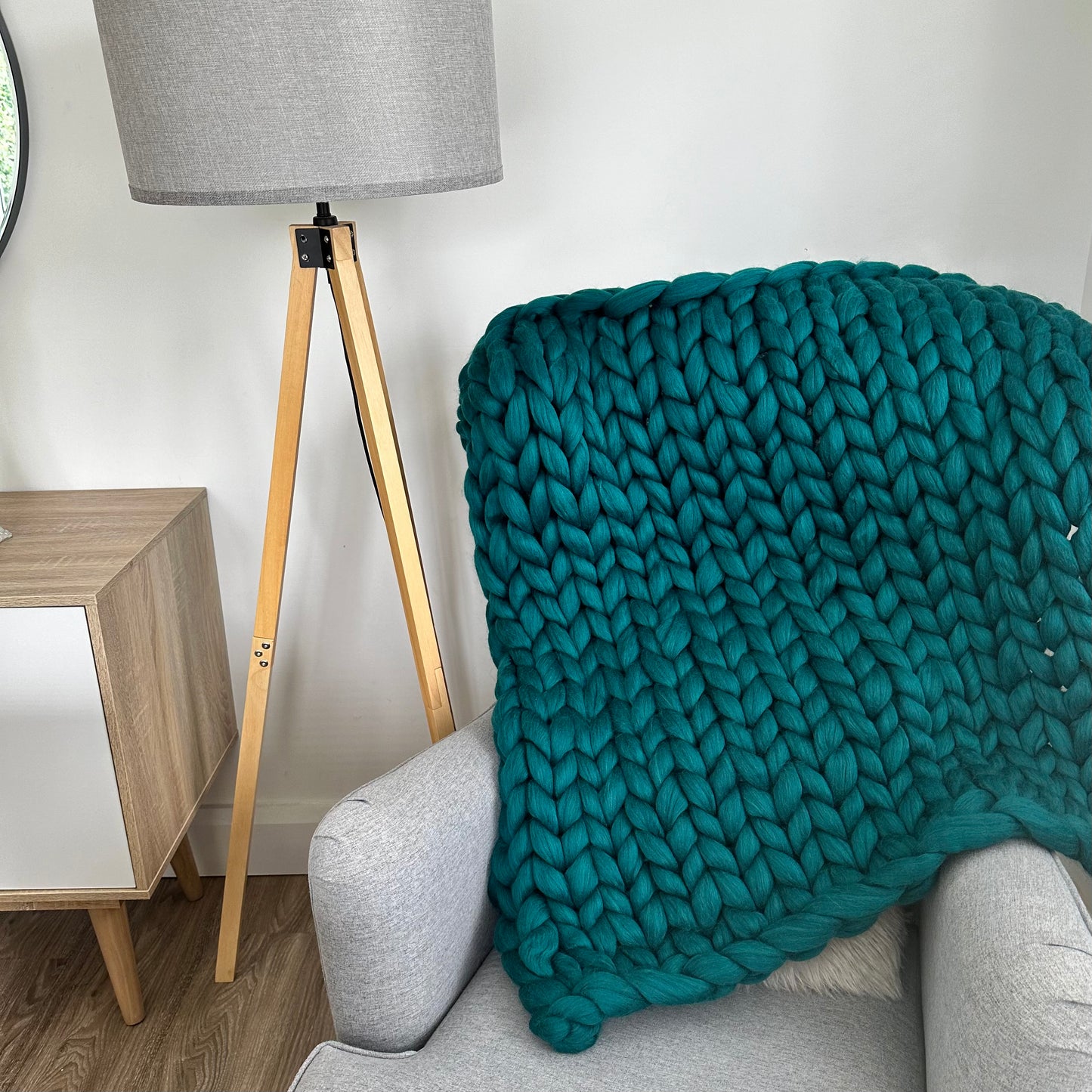 Merino Wool Super Chunky Knit Blanket Throw  - Mallard