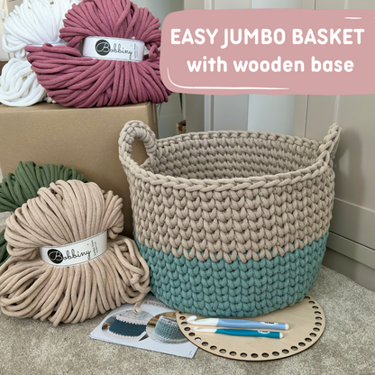 PRE-ORDER | Easy Jumbo Crochet Basket Kit with Wooden Base | Dispatch early November