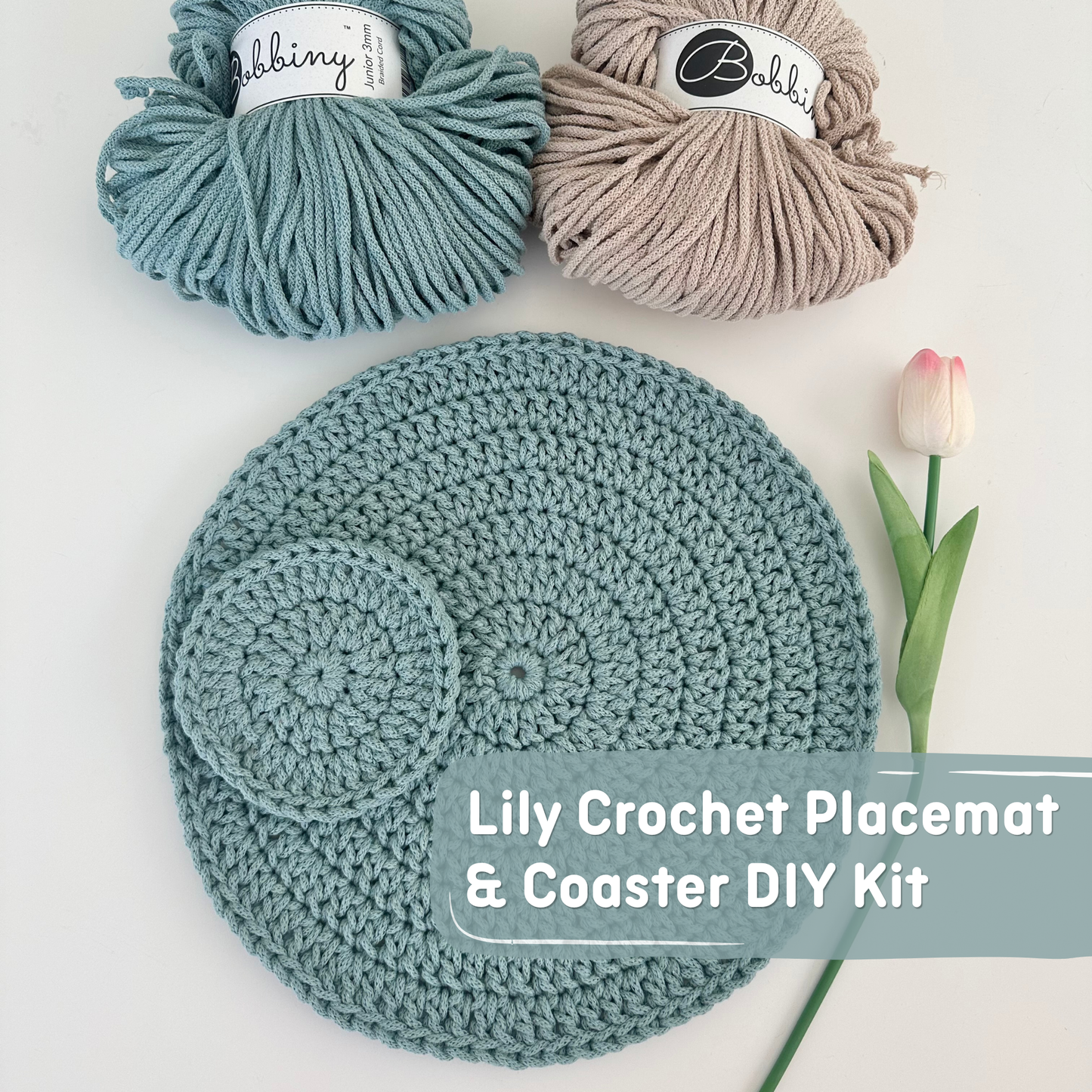 Lily Crochet Placemat & Coaster DIY Kit | PRE-ORDER