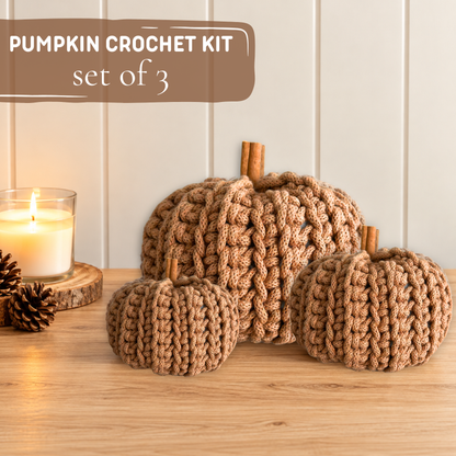 Pumpkin Crochet Kit – Set of 3 | PRE-ORDER | Mid-October Dispatch