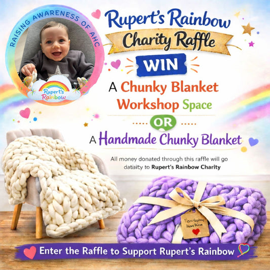 🌈 Rupert’s Rainbow Charity Raffle – Win a Chunky Blanket or Workshop Place